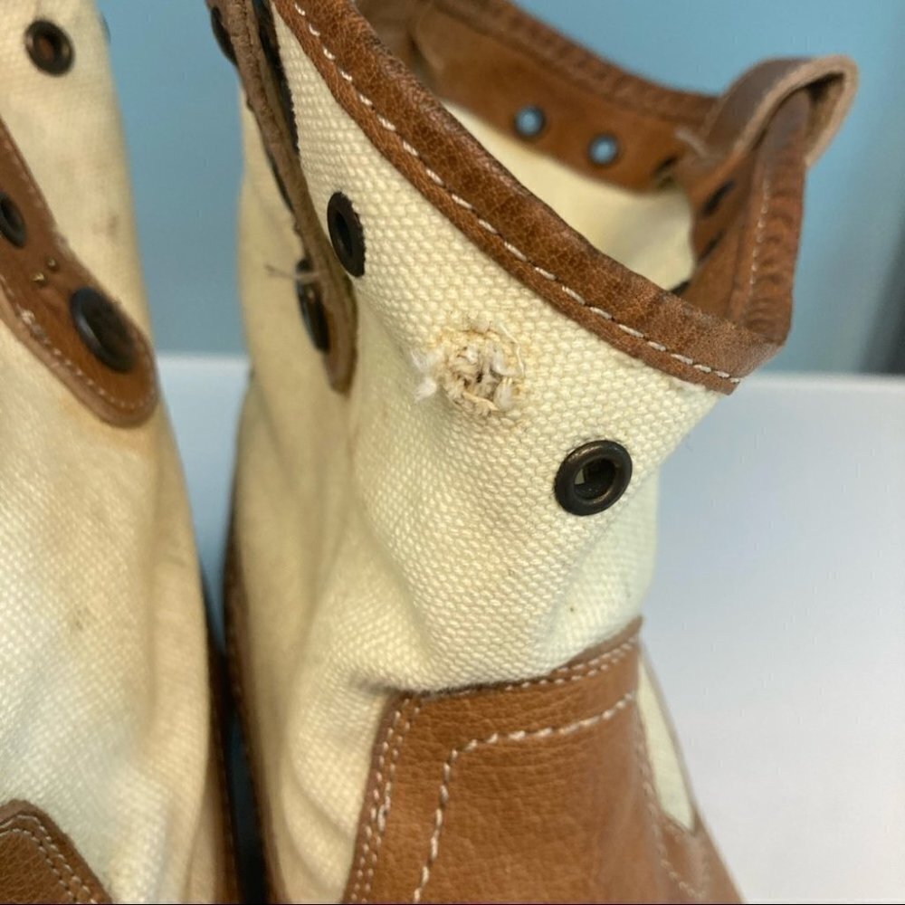 FRYE Sz 9B Amelia Canvas Leather Pull On Booties - Picture 4 of 11
